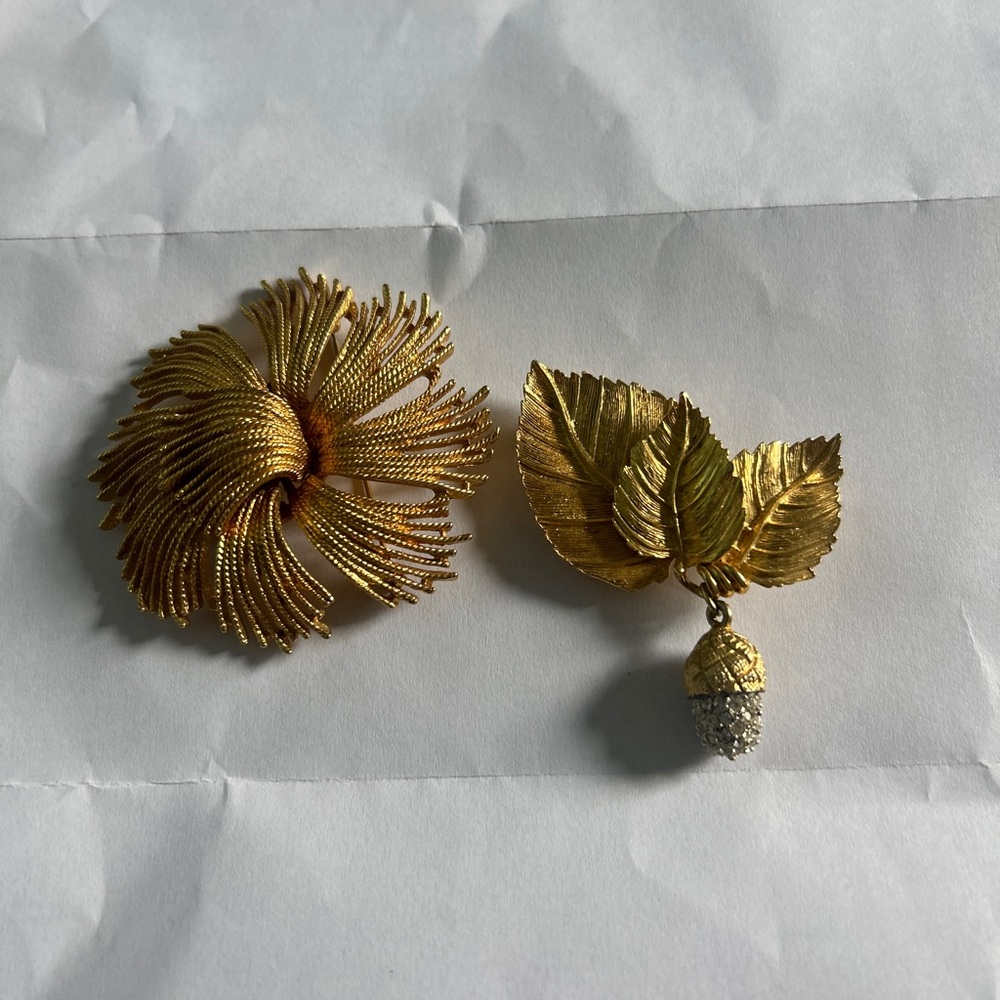 Elegant Gold tone and Brooch Set (Ivana and Monet)